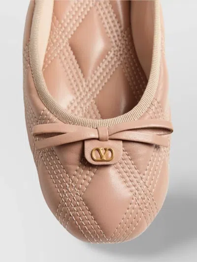 Valentino Garavani Quiltie Ballerina 67 In Quilted Nappa Leather Woman Rose Cannelle 42 In Orange