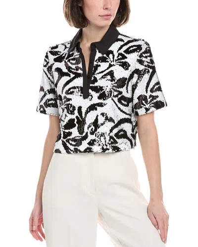 Le Superbe Hibiscus Sequin Polo Shirt In Black