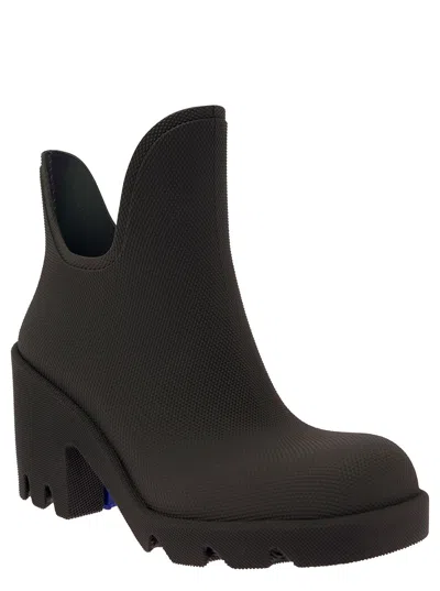 Burberry Woman Ankle Boots Charcoal Size 8 Rubber In Black