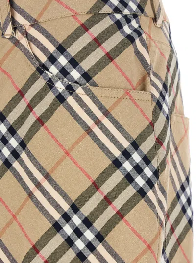 Burberry Wide-leg Trousers With Check Print In Grey