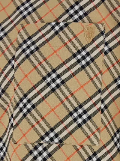 Burberry Cotton Check Shirt With Button-down Collar In Yellow