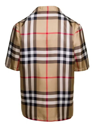 Burberry Silk Twill Bowling Shirt In Brown