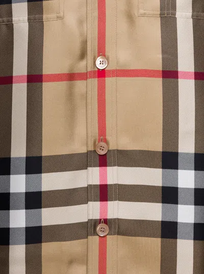 Burberry Silk Twill Bowling Shirt In Brown