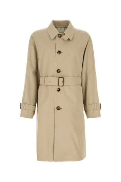 Burberry Gabardine Car Coat With Belt And Buckle In Beige