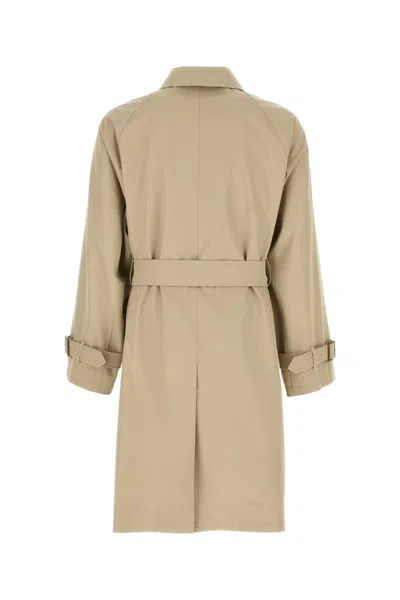 Burberry Gabardine Car Coat With Belt And Buckle In Beige