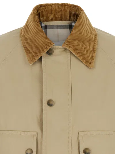 Burberry Beige Cropped Cotton Jacket In Multicolor