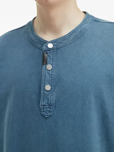 Musium Div. Buttoned-collar Denim T-shirt In Blue