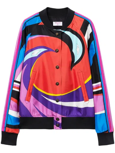 Pucci Cigni-print Twill Bomber Jacket In Red