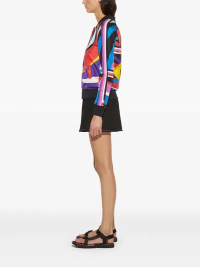 Pucci Cigni-print Twill Bomber Jacket In Red
