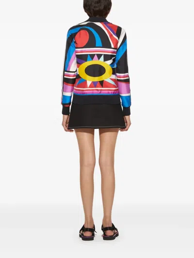 Pucci Cigni-print Twill Bomber Jacket In Red