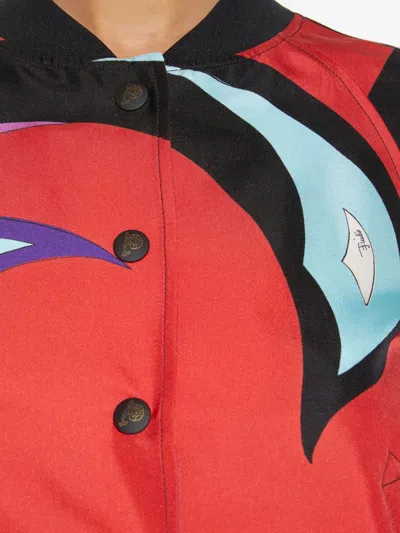 Pucci Cigni-print Twill Bomber Jacket In Red