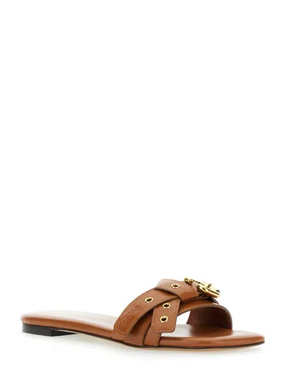 Chloé Tan Mae Sandals In Blue