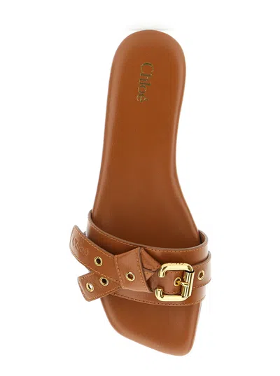 Chloé Tan Mae Sandals In Blue