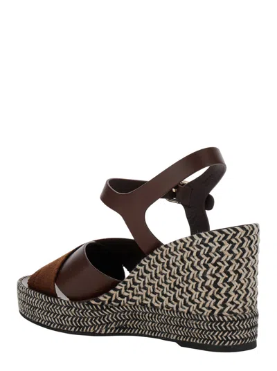 Chloé 'piia' Brown Espadrillas Sandals With Wedge In Multicolor
