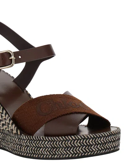 Chloé 'piia' Brown Espadrillas Sandals With Wedge In Multicolor