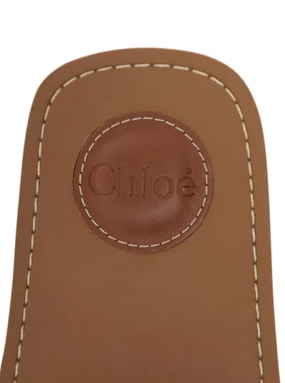 Chloé Women Woody Linen Flat Sandals In Black