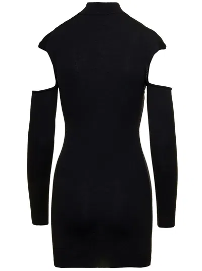 Coperni Mini Black Dress With Mock Neck And Twisted Cut-out In Multicolor