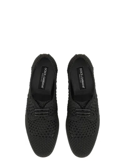 Dolce & Gabbana Black Woven Fabric Derby