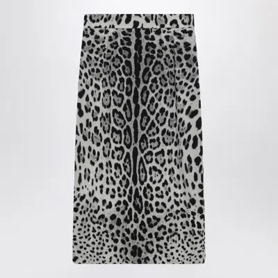 Dolce & Gabbana Leopard Print Silk Pencil Skirt In Black