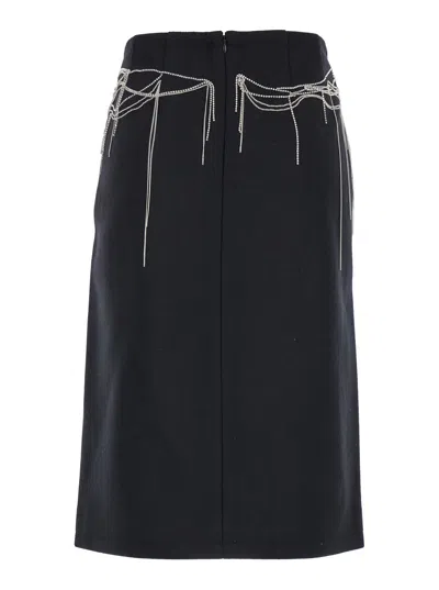 Dries Van Noten Womens Black Embellished Regular-fit Brushed Wool-blend Midi Skirt In Multicolor