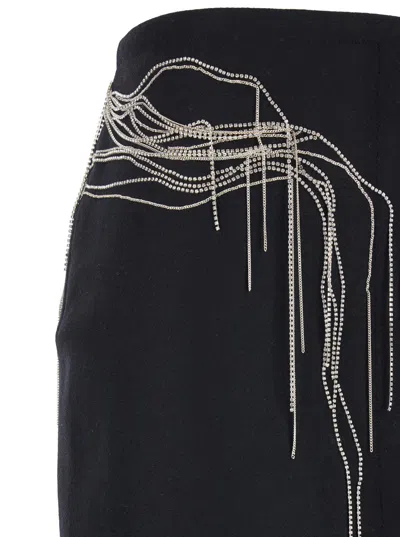 Dries Van Noten Womens Black Embellished Regular-fit Brushed Wool-blend Midi Skirt In Multicolor