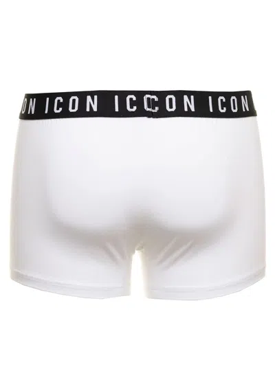 Dsquared2 D-squared2 Man's White Stretch Cotton Briefs With  Logo In Multicolor