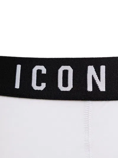 Dsquared2 D-squared2 Man's White Stretch Cotton Briefs With  Logo In Multicolor