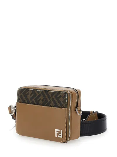 Fendi Camera Case Organizer Squared Ff Crossbody Bags Multicolor In Brown