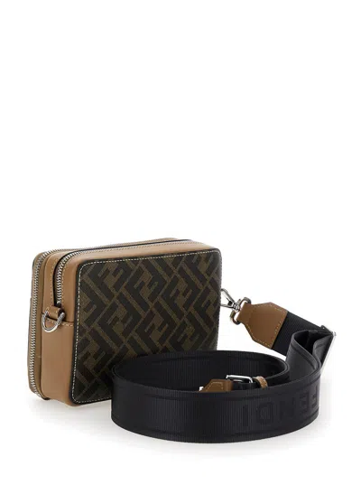 Fendi Camera Case Organizer Squared Ff Crossbody Bags Multicolor In Brown