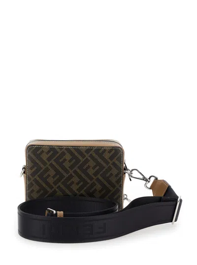 Fendi Camera Case Organizer Squared Ff Crossbody Bags Multicolor In Brown