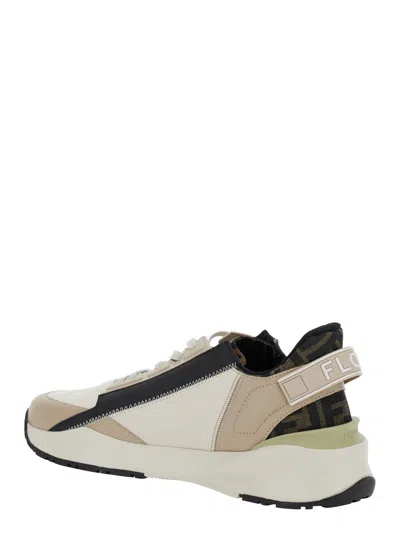 Fendi Beige Leather Sneakers With Ff Motif In Brown