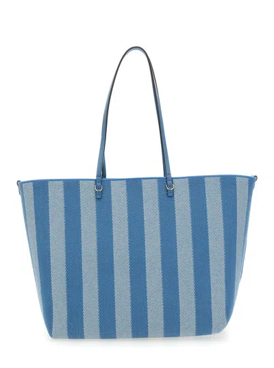 Fendi Blue Reversible Roll Large Shopper In Multicolor