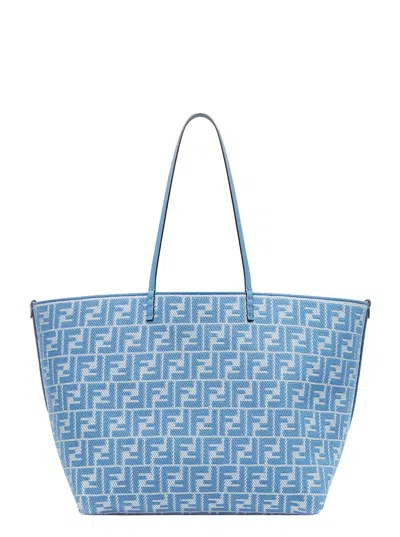 Fendi Blue Reversible Roll Large Shopper In Multicolor