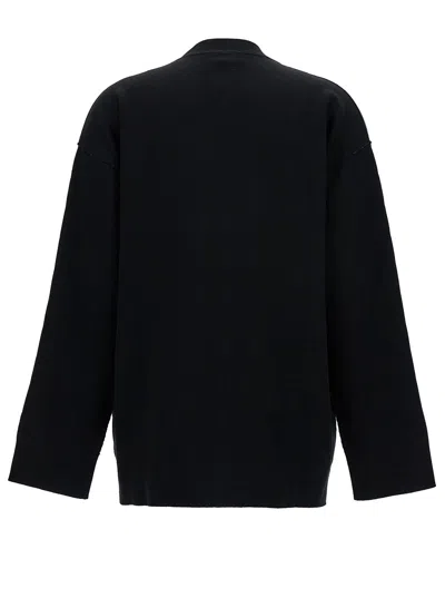 Fendi Black Reversible Cardigan With Jacquard Ff Motif In Knit Woman