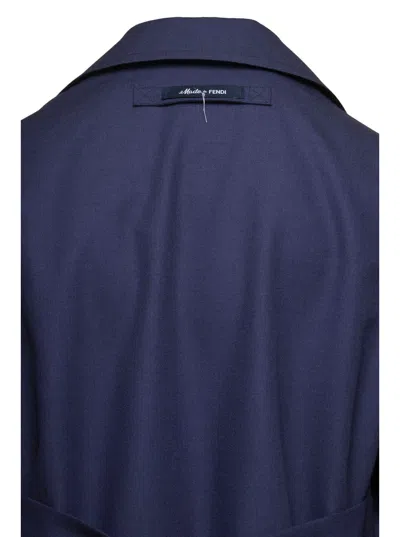 Fendi Single-breasted Jacket With No Visible External Buttons In Blue