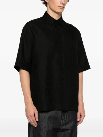 Fendi Ff Jacquard Shirt In Black