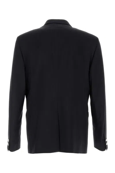 Fendi Straight-cut Double Breasted Wool Jacket Clothing In Black