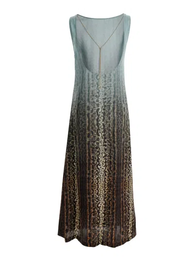 Fendi Silk Midi Dress With Gradient Design In Multicolor