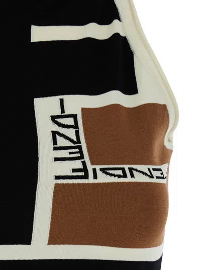 Fendi Women Printed Turtle-neck Top In Black
