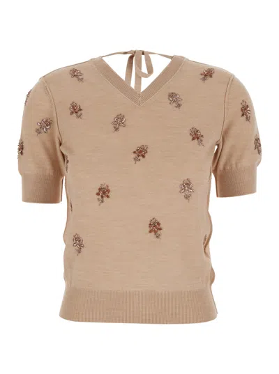 Fendi Women's Wool Cropped Sweater In Nude