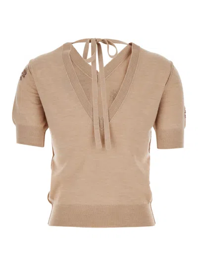 Fendi Women's Wool Cropped Sweater In Nude