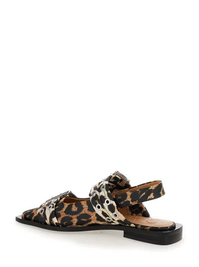 Ganni Feminine Fabric Slingback Pumps In Animal Print