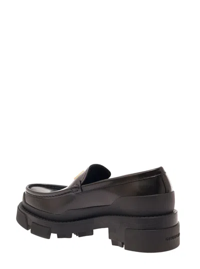 Givenchy Leather Terra Loafers With Front Monogram In Black