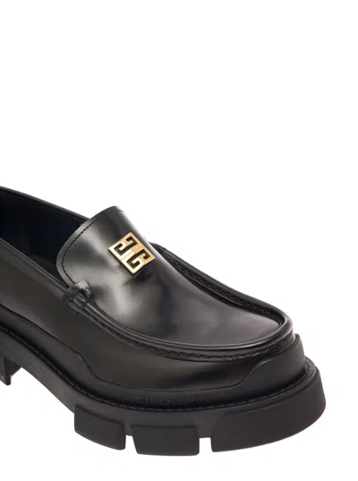 Givenchy Leather Terra Loafers With Front Monogram In Black