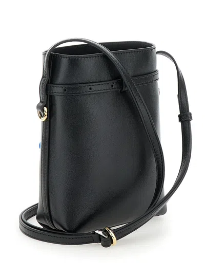 Givenchy Voyou Black Crossbody Bag With Laminated Logo And Buckle In Leather Woman In Black