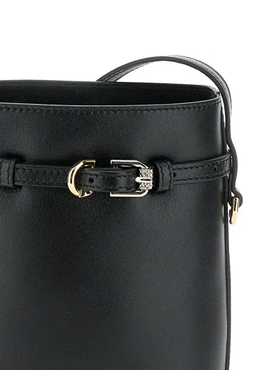 Givenchy Voyou Black Crossbody Bag With Laminated Logo And Buckle In Leather Woman In Black