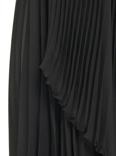Givenchy Black Pleated Dress With Asymmetrical Bottom In Multicolor
