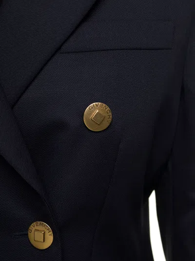 Givenchy Wool Blend Blazer With Back Slit And Multiple Pockets In Multicolor