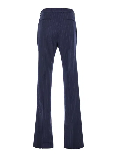 Givenchy Blue Flared Pants With High Waist In Wool Man In Multi