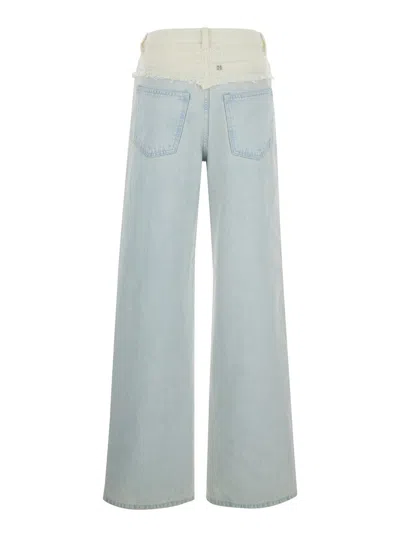 Givenchy Oversized Jeans In Mixed Denim And Tweed With 4g Liquid Detail In Blue